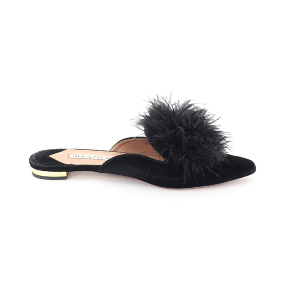 Aquazzura Woman's Boudior Feather Detail Slippers In Black Sz 36 - Picture 3 of 9